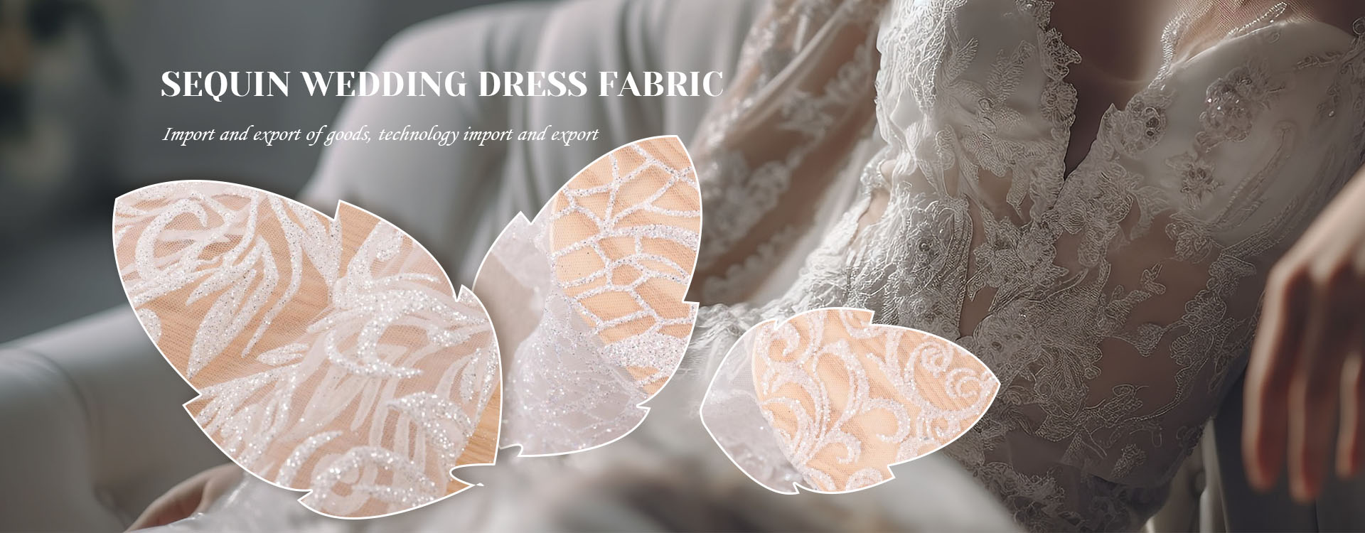 China Fábrica de Tecidos para Vestidos de Noiva com Lantejoulas