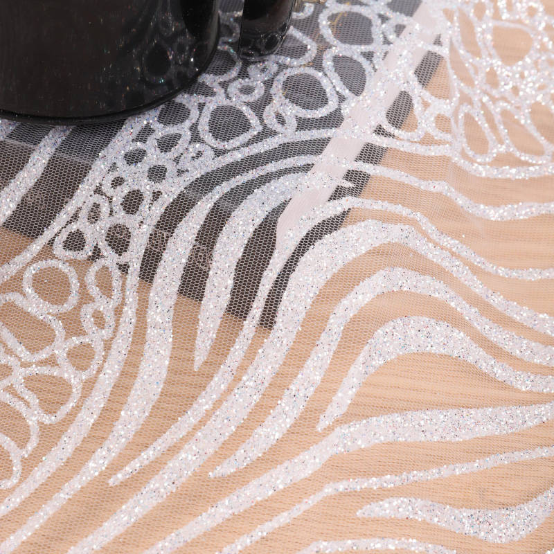 Tecido para vestido de noiva com lantejoulas coloridas